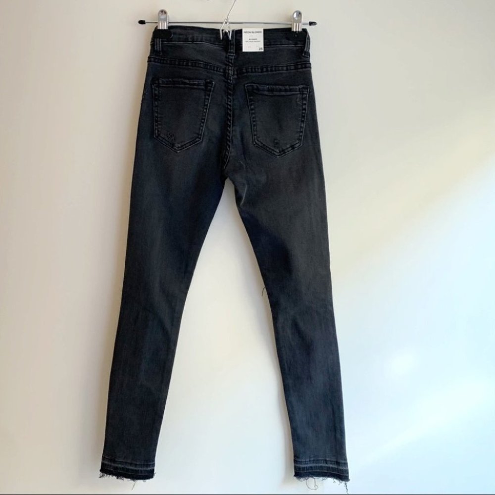 NEON BLONDE Blondie Black Magic Skinny Jeans Distressed Denim - Picture 11 of 14